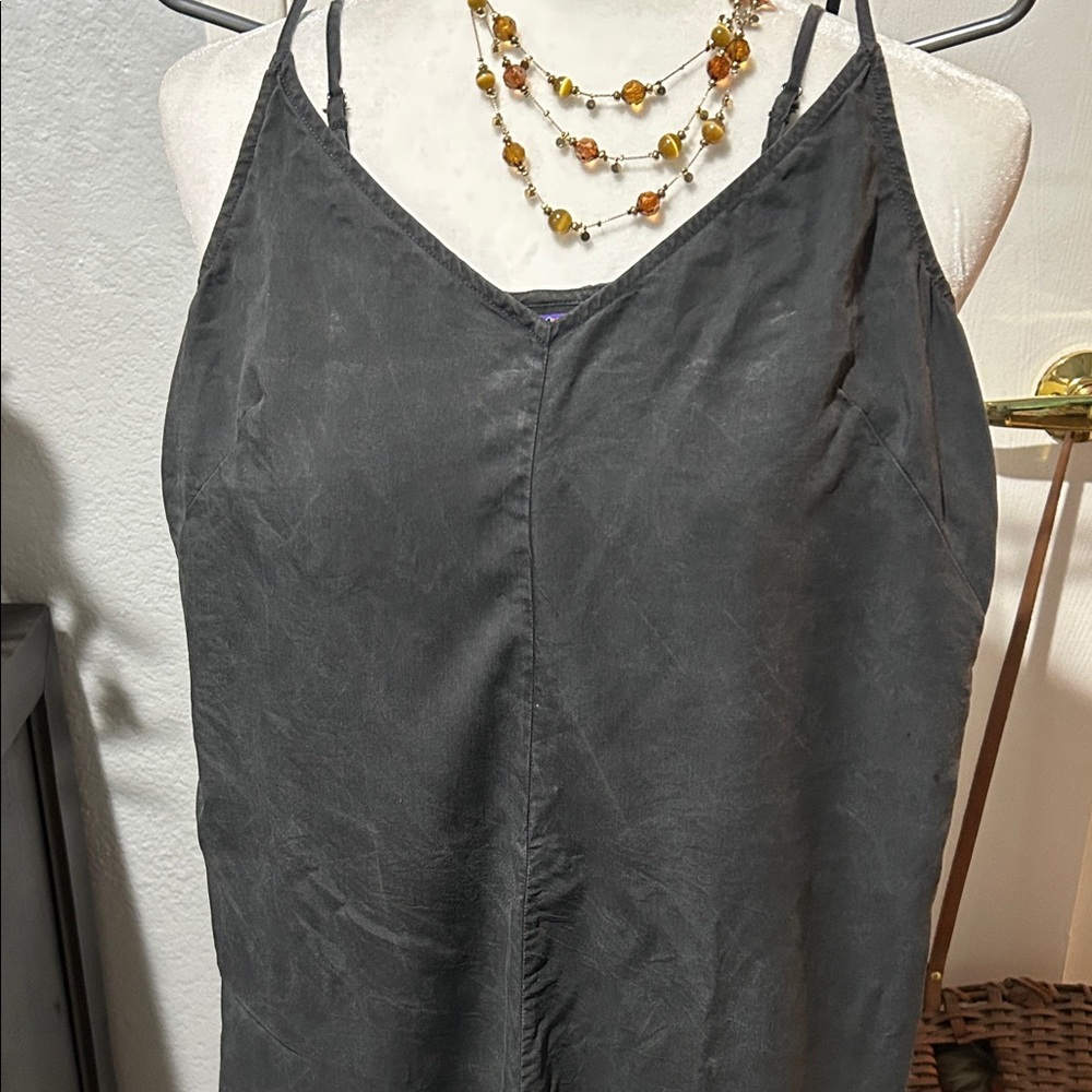 Patagonia Dark Gray Button jumpsuit with adjustable Spaghetti Straps